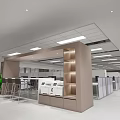 Modern Public Office Space Layout With Workstations Storage Units And Ceiling Lights 3d model