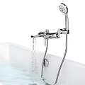 Modern White Bathtub Interior with Shower Faucet and Design Details