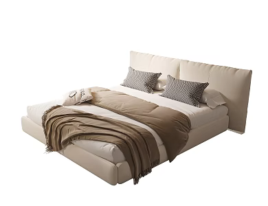 Modern fabric double bed 3d model