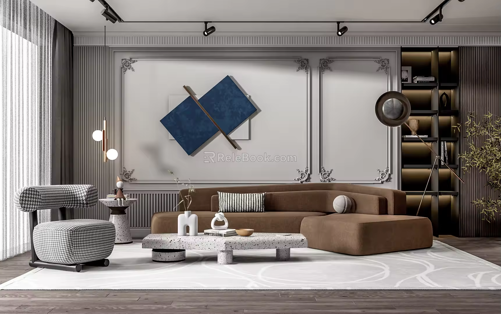 Modern sofa coffee table combination 3d model