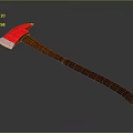 Sharp Red Blade Axe With Brown Wooden Handle As Weapon