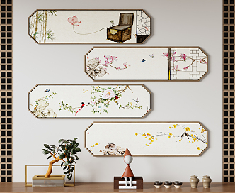 New Chinese Plant Painting Decorative Painting Hanging Painting 3d model