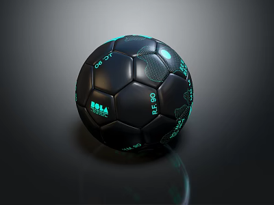 Professional Black Soccer Ball Sports Equipment Featuring Green Patterns And FIFA Logo Design 3d model