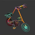 Stylish Yellow Bicycle With Unique Frame Design And Black Seat Handlebars
