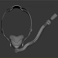 Protective Face Mask With White Headband Gray Body And Blue Filter Tube