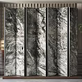 Modern Multi Panel Folding Screen With Marble Texture In Interior Design 3d model