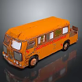 Vintage Orange Toy Bus Model With Rustic Exterior And Classic Design Details