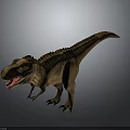 Tyrannosaurus Rex Standing With Open Mouth And Sharp Brown Teeth On Gray Background