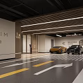 Premium Modern Underground Parking Lot With Elegant Residential Entrance Lobby And Clear Navigation Signs
