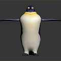 Colorful Penguin Figure With Spread Wings And Blue Yellow White Purple Feathers