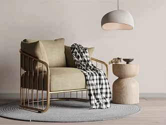 Modern Sofa Chair Leisure Chair Side Chandelier Combination 3d model