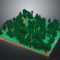 Lush Green Trees In Dense Forest With Green Ground Cover And Brown Trunks