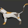 Low Poly Cat Figure With White Yellow Brown Geometric Design And Reflection 3d model