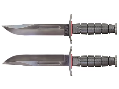 Military Weapon Knives With Metal Blades Textured Handles And US Army Markings 3d model