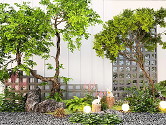 Modern plant flowers and plants flower glasses landscape oblique floating modeling tree green plant pile 3d model