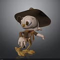 Cute Cartoon Bird Character With Cowboy Hat Glasses Vest And Yellow Feet