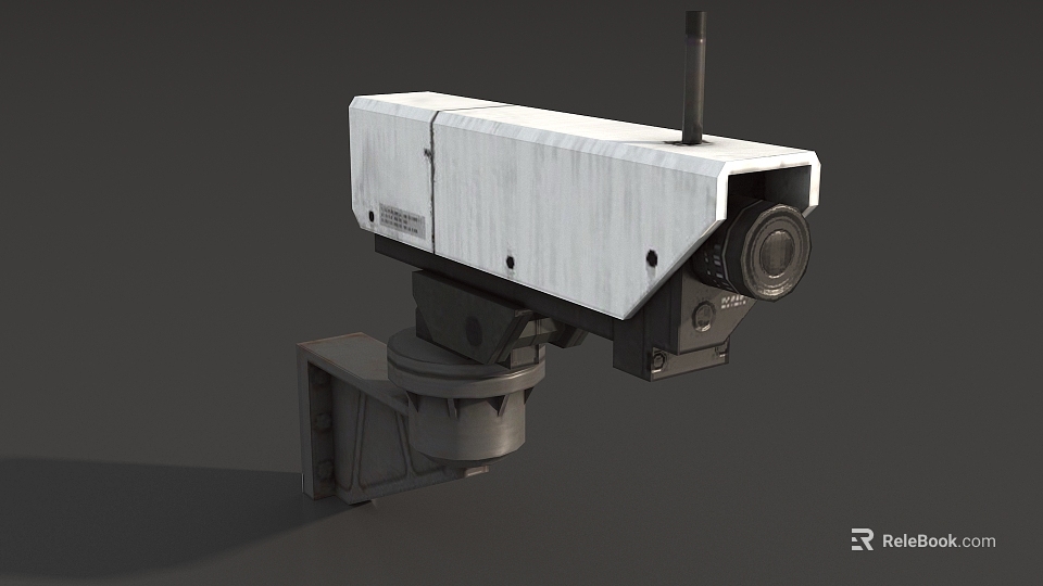 Projection Monitoring Security Camera System With White Housing Antenna Mounting Bracket And Lens 3d model 