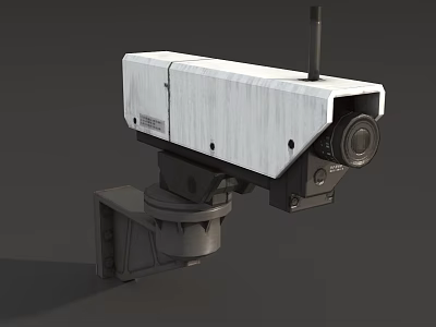 Projection Monitoring Security Camera System With White Housing Antenna Mounting Bracket And Lens 3d model