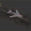 Military Airplane Model On Gray Runway With Yellow Lines And Cross Markings