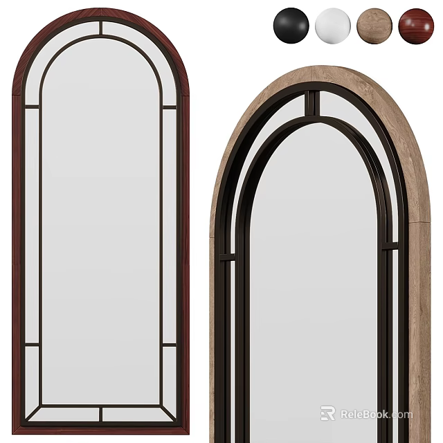 Modern And Elegant Arched Mirror Designs With Wooden Frames And Metal Details 3d model 