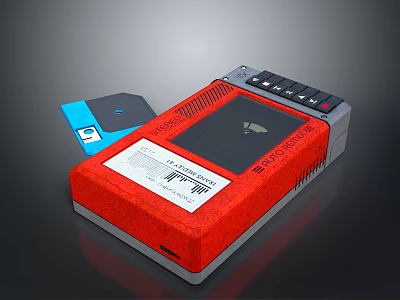 Advanced Red Programmable Controller Electronic Device With Blue Memory Card And Control Panel Features 3d model