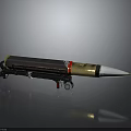 Artillery Shell Weapon With Black And Gold Color On Wheeled Stand Base