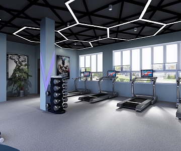 Modern gym treadmill 3d model