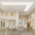 Elegant Modern Women's Clothing Store With Mannequins Hanging Apparel And Display Racks