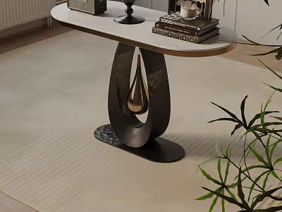 Elegant Modern Entryway Console Table With Marble Top And Decorative Books 3d model