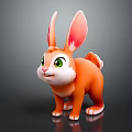 Cute Orange Rabbit Cartoon Character With Long Ears And Green Eyes