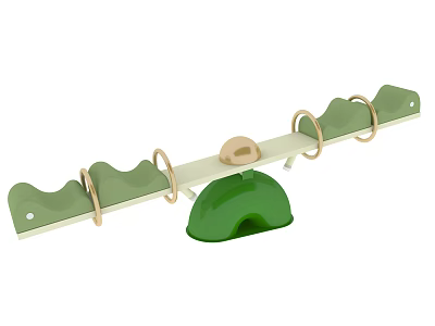Playground Equipment With Green Wavy Elements Golden Rings And Semicircular Tunnel 3d model