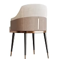 Modern Elegant Dining Chair With Beige Brown Upholstery And Metal Tapered Legs