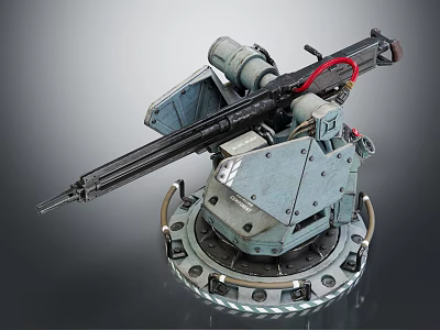 Mounted Machine Gun With Rotating Base Ammunition Box And Metal Barrel Structure 3d model Mounted Machine Gun With Rotating Base Ammunition Box And Metal Barrel Structure 3d model