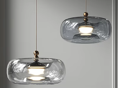 Modern Transparent Glass Pendant Lights With Metal Details And Illuminated Design 3d model