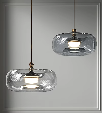 Modern Transparent Glass Pendant Lights With Metal Details And Illuminated Design 3d model