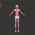 3D Nurse Character in White Uniform With Red Accents and Medical Hat Standing Pose
