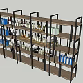Modern Wine Cabinet With Metal Frame And Wooden Shelves For Wine Bottles Storage