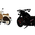 Three Different Colored Classic Motorcycles With Vintage Design And Stylish Details