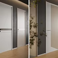 Contemporary Interior Hinged Doors With White Beige Finish And Minimalist Handle Design