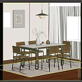 Modern Dining Table Set With White Tabletop Wooden Chairs And Metal Frame