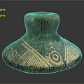 Ancient Clay Pottery Sculpture With Intricate Carved Patterns And Textured Surface