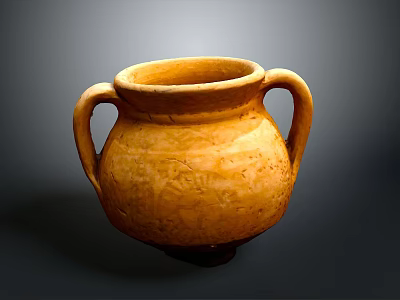 Traditional Clay Pot Sculpture Carving With Two Handles And Intricate Patterns 3d model