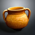 Traditional Clay Pot Sculpture Carving With Two Handles And Intricate Patterns