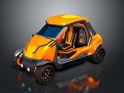 Orange Open Top Sporty Car With Unique Modern Design And Sleek Styling 3d model