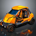 Orange Open Top Sporty Car With Unique Modern Design And Sleek Styling