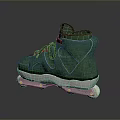 Green High Top Roller Skates With Black Laces And White Wheels Design