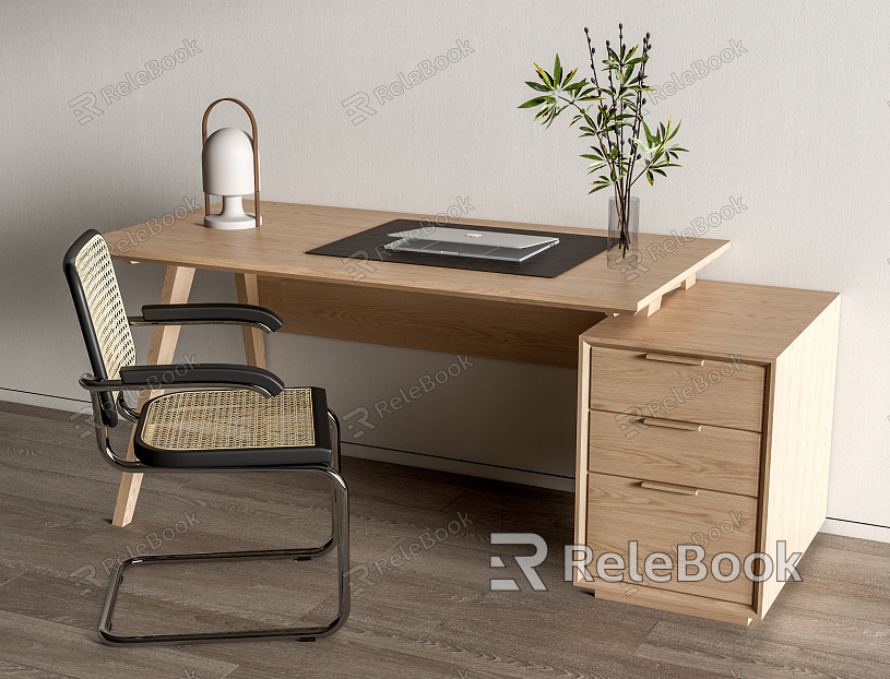 Nordic desk and chair log desk and chair combination model