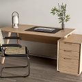 Nordic desk and chair log desk and chair combination 3d model