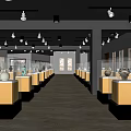 Cultural Center Interior With Well Lit Wooden Display Cabinets And Framed Artworks On Walls