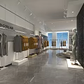 Modern Spacious Clothing Store Interior With Mannequins Display Shelves And Sofa